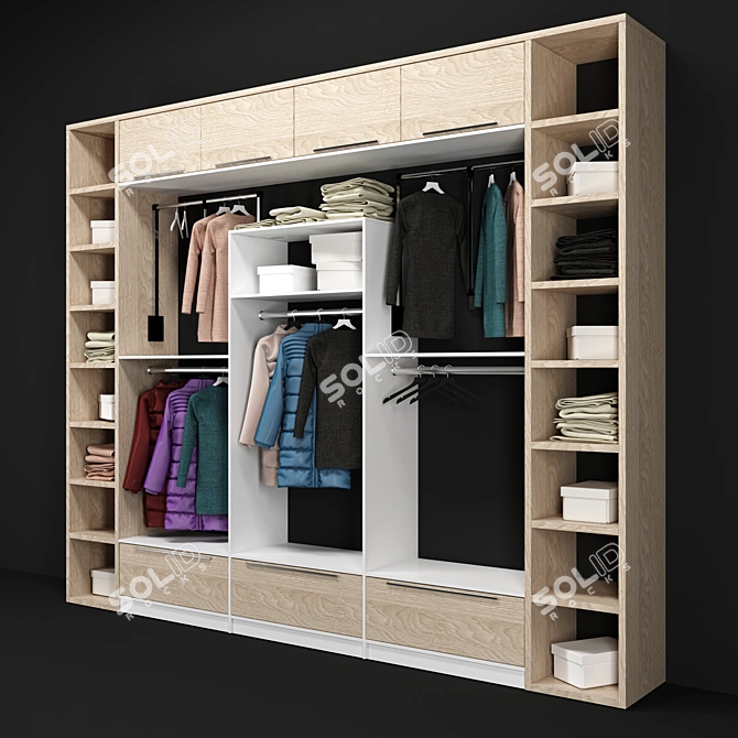 Spacious and Stylish Wardrobe 3D model image 1