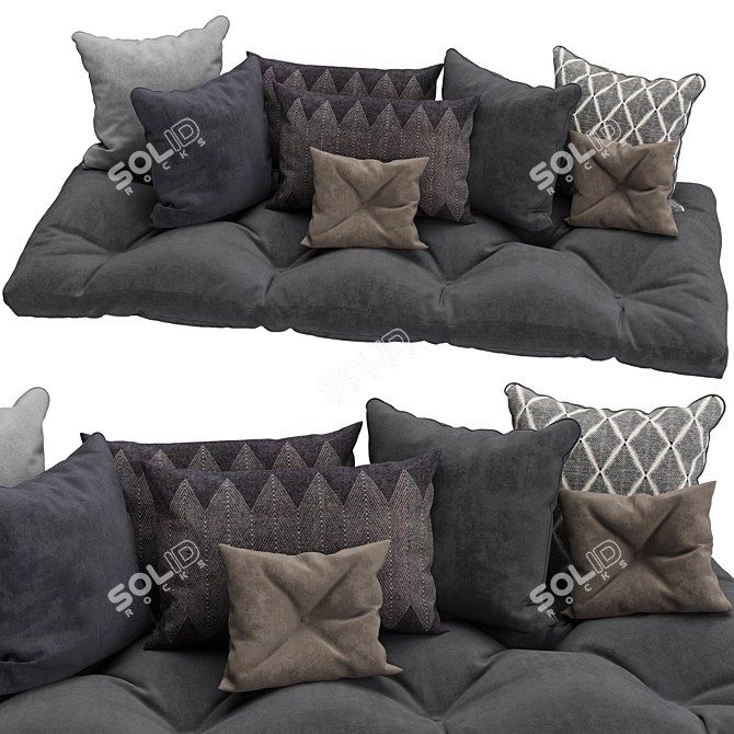 Luxurious Set of 8 Decorative Pillows 3D model image 1