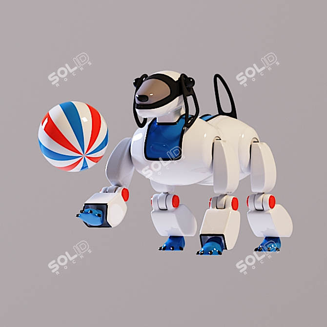 Colorful Robotic Dog Toy 3D model image 1