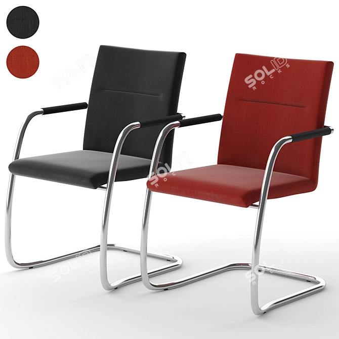 Elegant Fabric and Metal Seating 3D model image 1