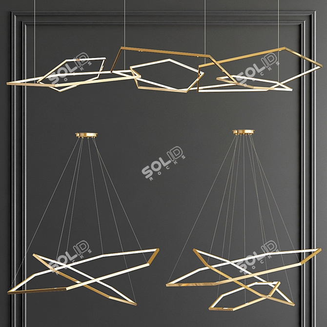 Elegant Pentagon Ring Set 3D model image 1