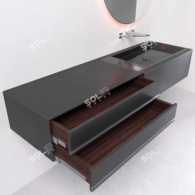 Modern Bathroom Vanity with Grohe Tap 3D model image 2