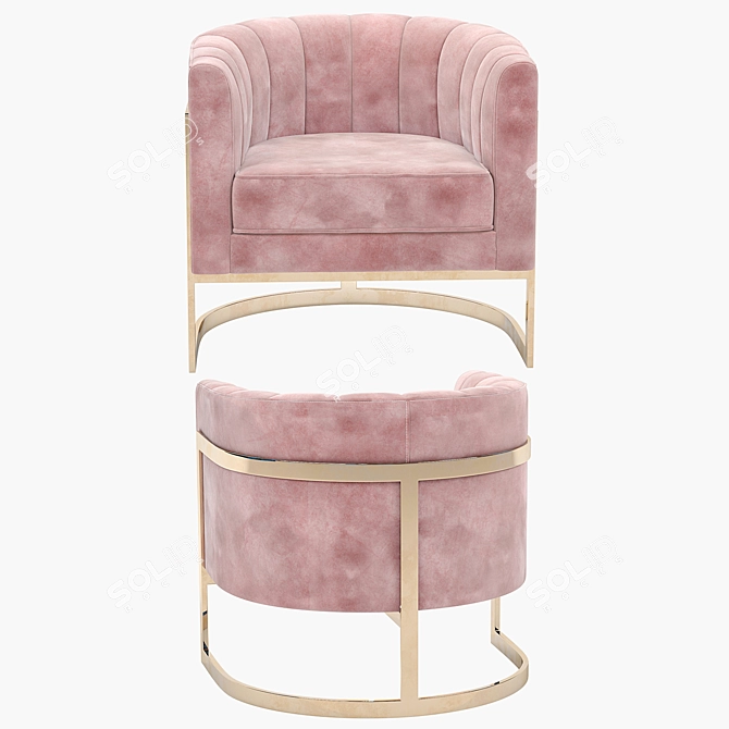 Elegant Gold Mica Accent Chair 3D model image 2