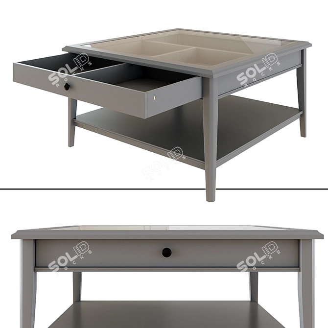 Sleek Glass Grey 93x93 Coffee Table 3D model image 1