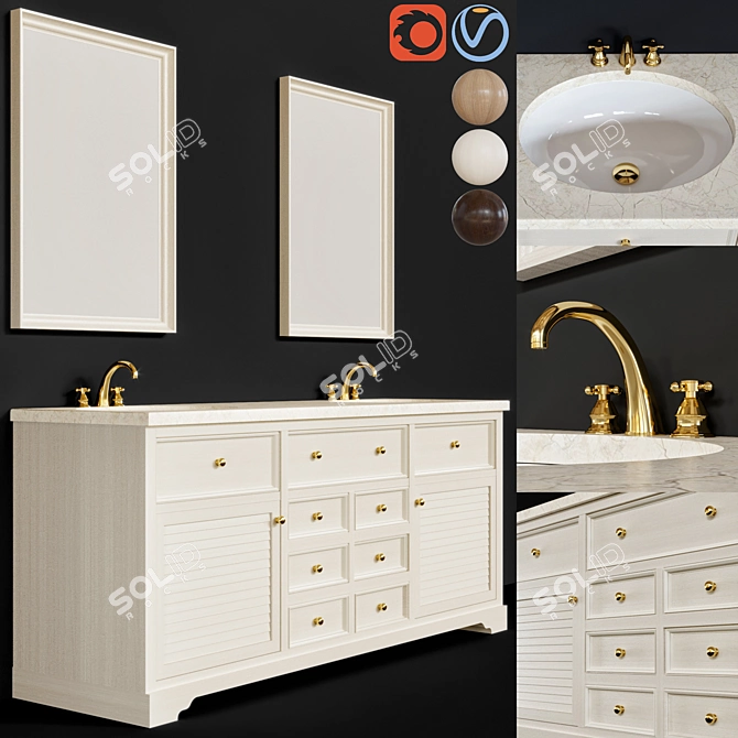 Elegant Bathroom Vanity Set 3D model image 1