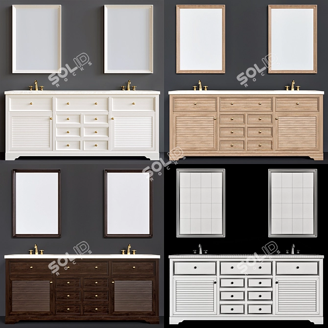 Elegant Bathroom Vanity Set 3D model image 2