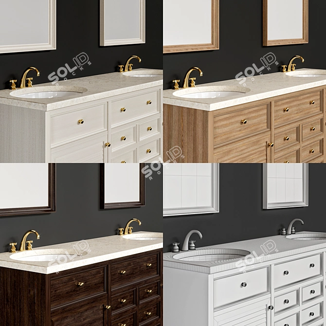 Elegant Bathroom Vanity Set 3D model image 3