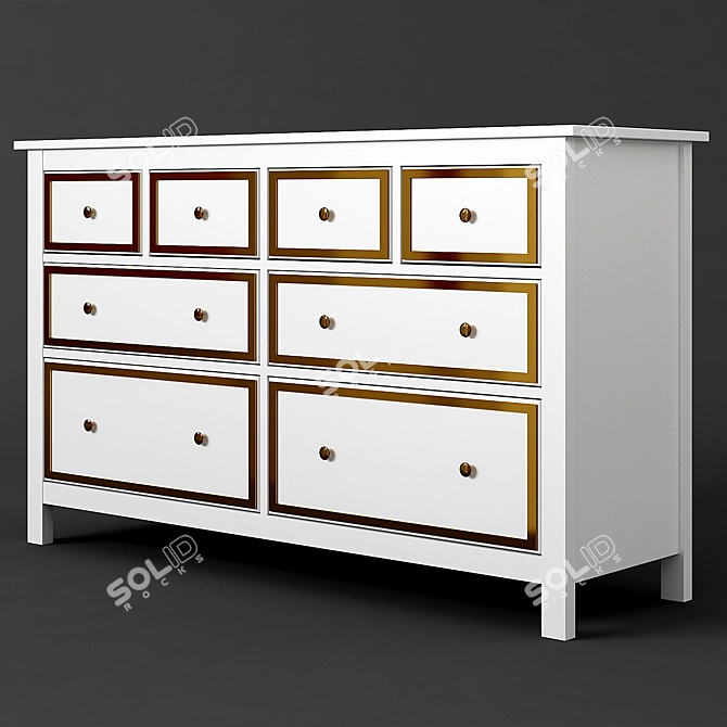 Hemnes White Drawer Dresser: Elegant Storage Solution 3D model image 1