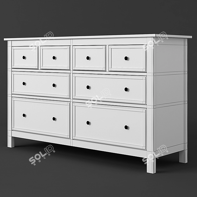 Hemnes White Drawer Dresser: Elegant Storage Solution 3D model image 3