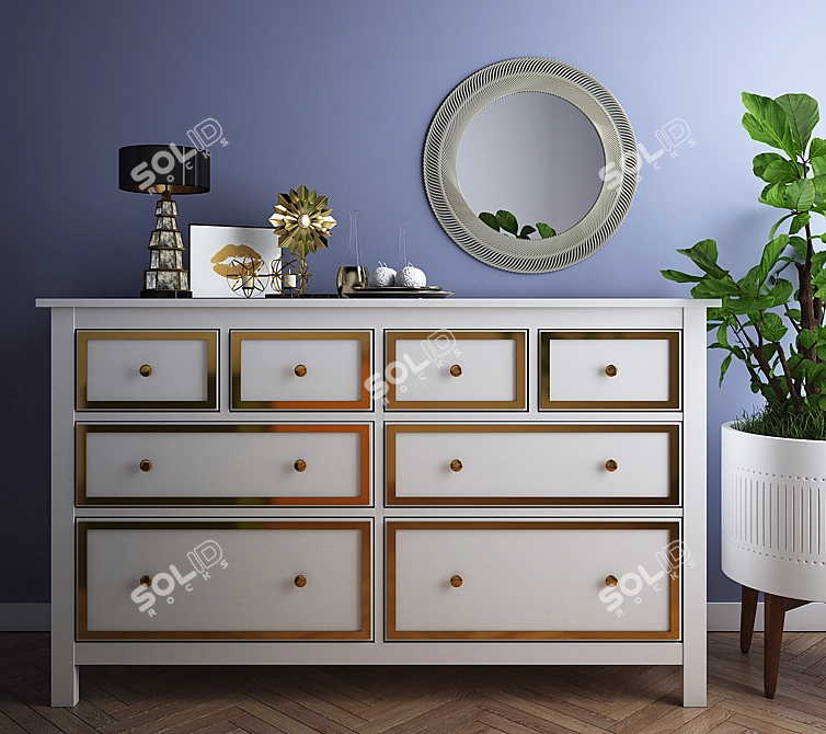 Hemnes White Drawer Dresser: Elegant Storage Solution 3D model image 4