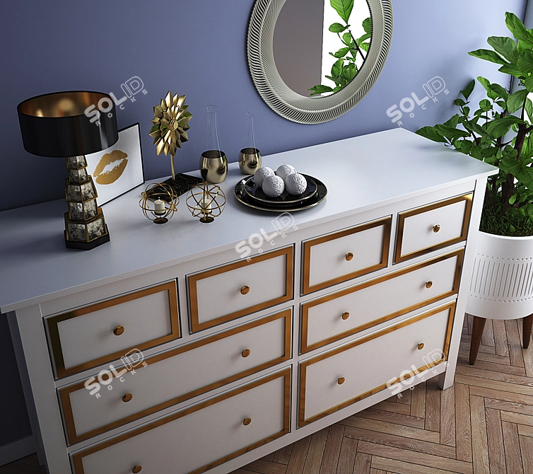 Hemnes White Drawer Dresser: Elegant Storage Solution 3D model image 5