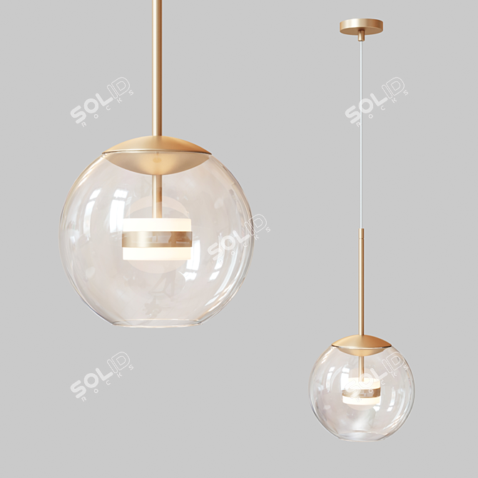 Elegant Matte Gold Pendant Light 3D model image 1