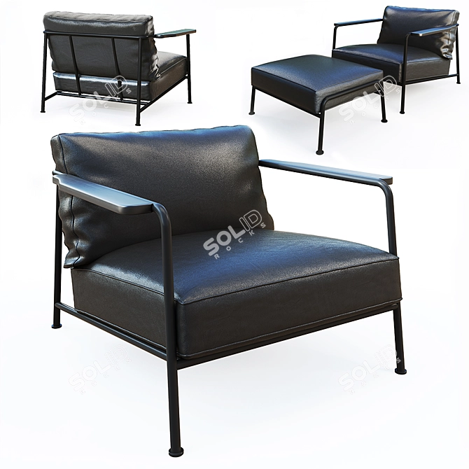 Aero Chair and Stool Set 3D model image 1
