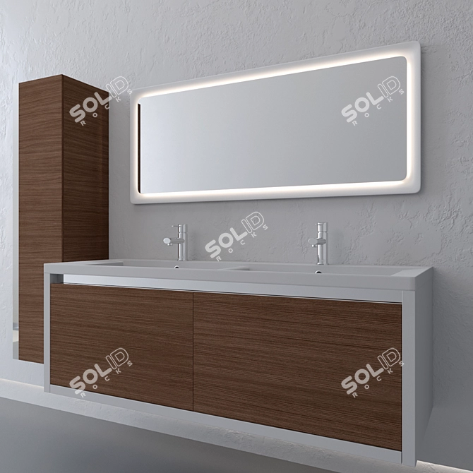 Italian Double Sink Suspended Furniture Set 3D model image 1