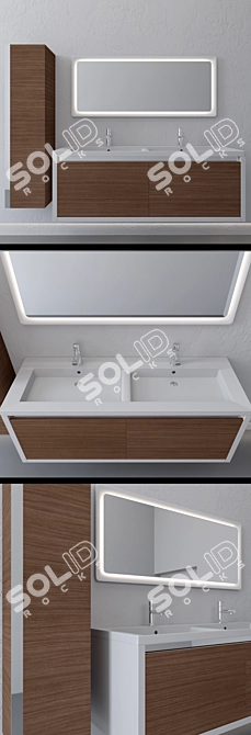 Italian Double Sink Suspended Furniture Set 3D model image 2