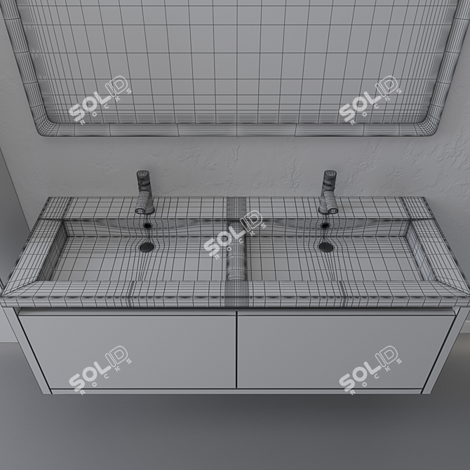 Italian Double Sink Suspended Furniture Set 3D model image 3