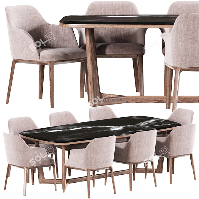 Elegant Poliform Sophie Dining Chairs 3D model image 1