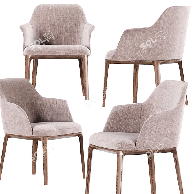 Elegant Poliform Sophie Dining Chairs 3D model image 3