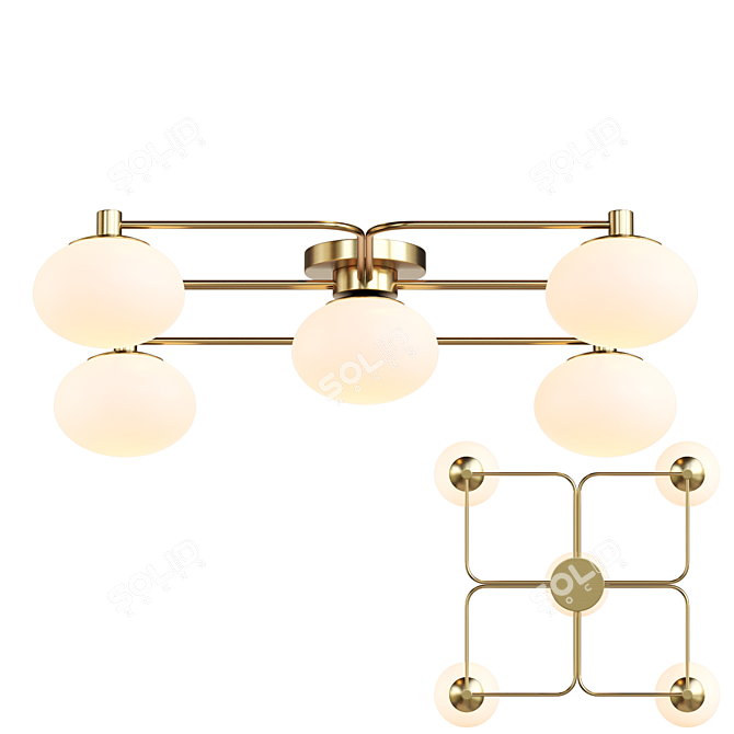 Scandinavian Glass Chandelier 3D model image 1