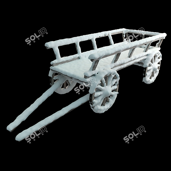 Title: Snow-Covered Wooden Cart 3D model image 1