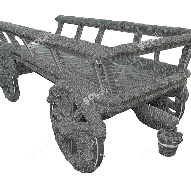Title: Snow-Covered Wooden Cart 3D model image 3