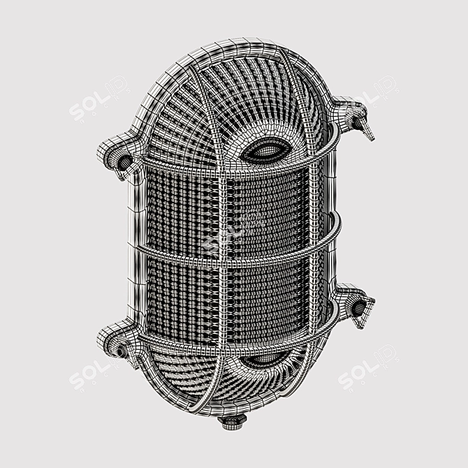 Vintage Brass Oval Bunker Light 3D model image 3