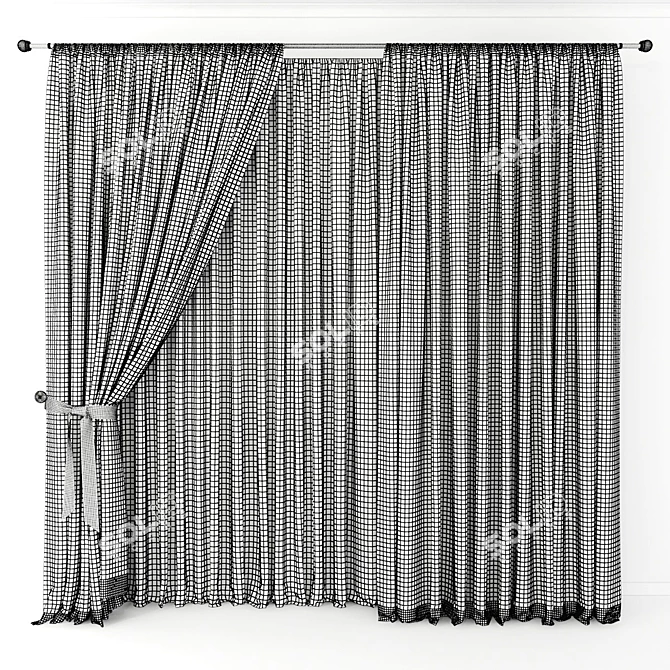 Elegant Window Drapes 3D model image 2