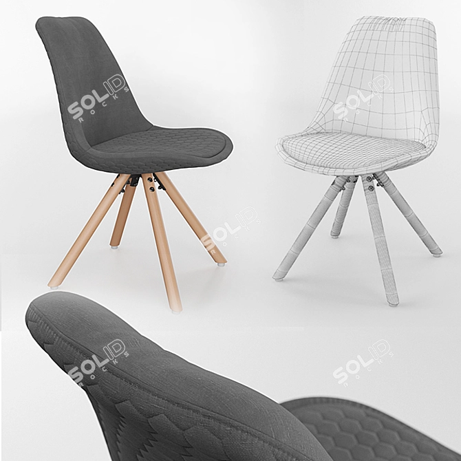 Title: Lars Compact Grey Fabric Dining Chair 3D model image 2