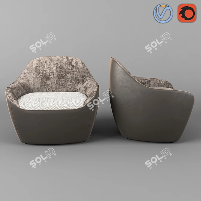 Bernhardt Becca Armchair: Stylish and Comfortable Seating 3D model image 2