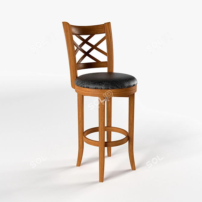 Classical Wooden Bar Stool 3D model image 1