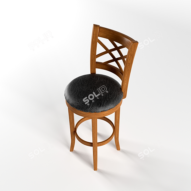 Classical Wooden Bar Stool 3D model image 2