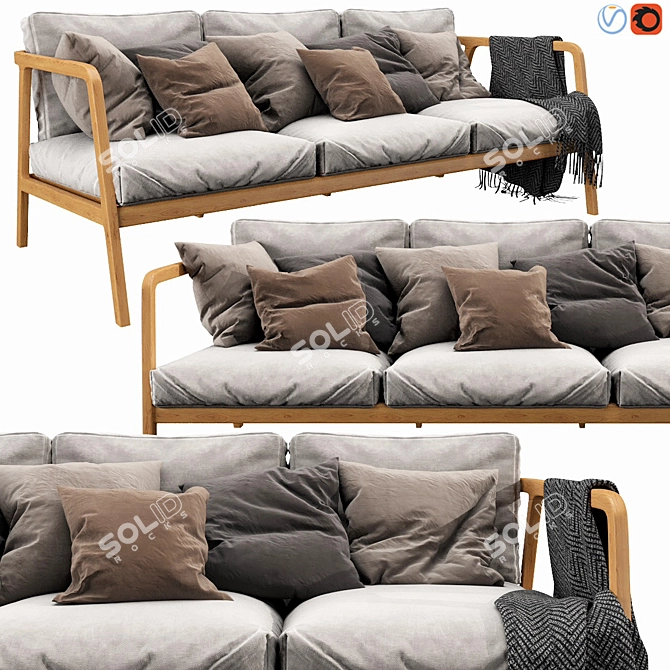 Skyline Flexx: Modern 3-Seat Sofa 3D model image 1