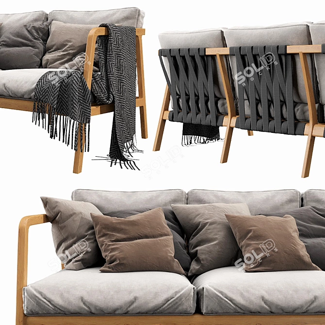 Skyline Flexx: Modern 3-Seat Sofa 3D model image 2