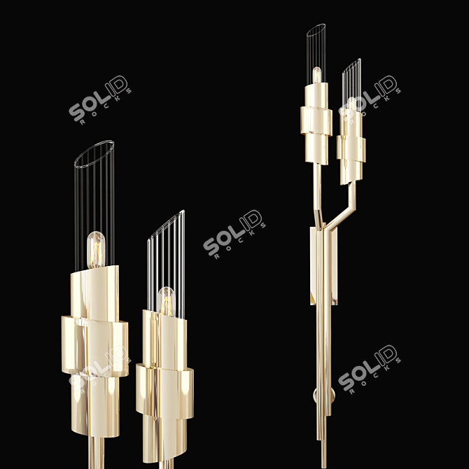 Gold Metal Tycho Torch Wall Light 3D model image 1