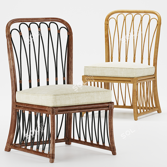 Sona Side Chair: Refined Rattan Elegance 3D model image 1