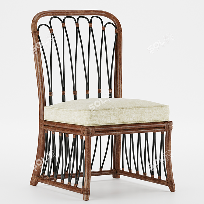 Sona Side Chair: Refined Rattan Elegance 3D model image 2