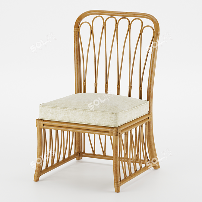 Sona Side Chair: Refined Rattan Elegance 3D model image 3