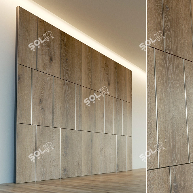 Wooden Decorative Wall Panel - High-Resolution Texture 3D model image 1