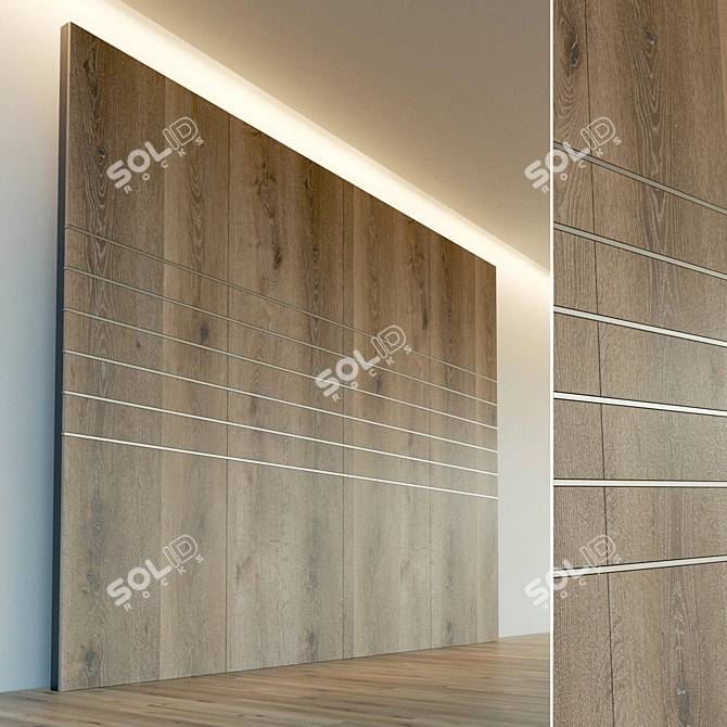 Elegant Wooden 3D Wall Panel 3D model image 1
