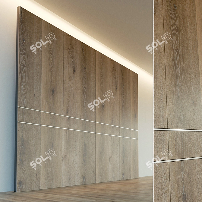 Title: Elegant Wooden 3D Wall Panel 3D model image 1