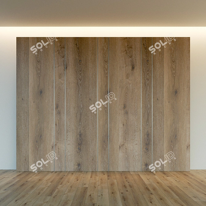 Wooden 3D Wall Panel: Decorative, High Resolution Texture 3D model image 2