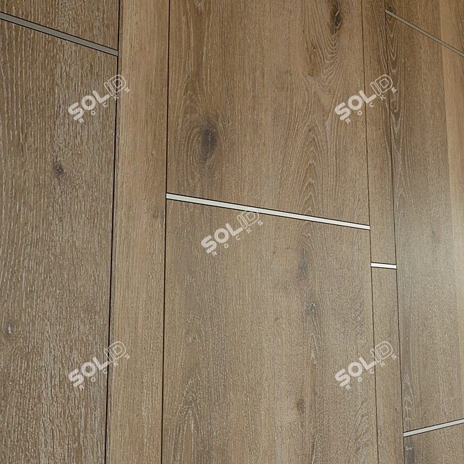 Wooden Wall Panel with Metal Moldings 3D model image 3