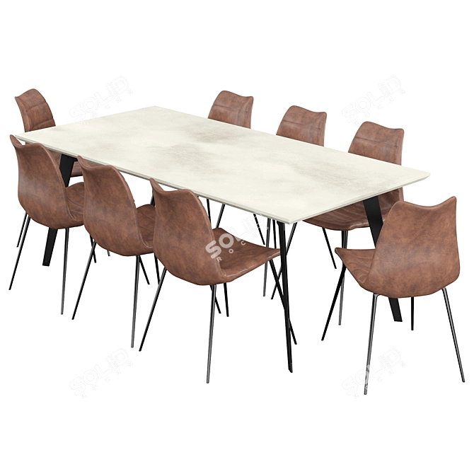 Elegant and Spacious 9pc Dining Set 3D model image 1