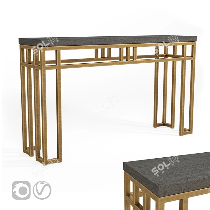 Elegant Montera Travertine Console 3D model image 1