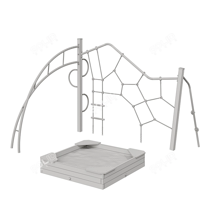 Durable Wood Playground Equipment 3D model image 3