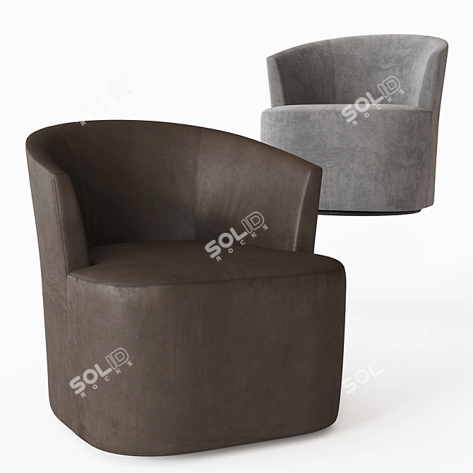 Luxurious Arden Leather Swivel Chair 3D model image 1