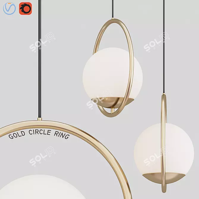 Elegant Gold Circle Ring 3D model image 1