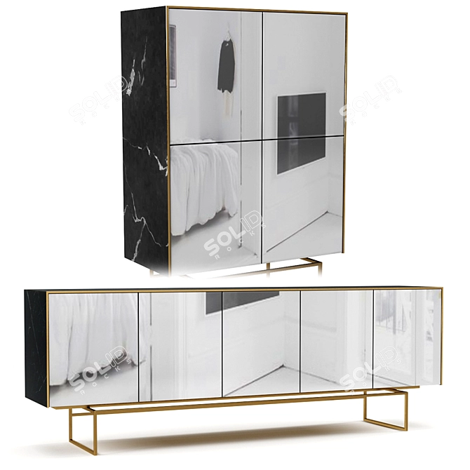 Sleek Magda Sideboards: Italian Elegance 3D model image 2