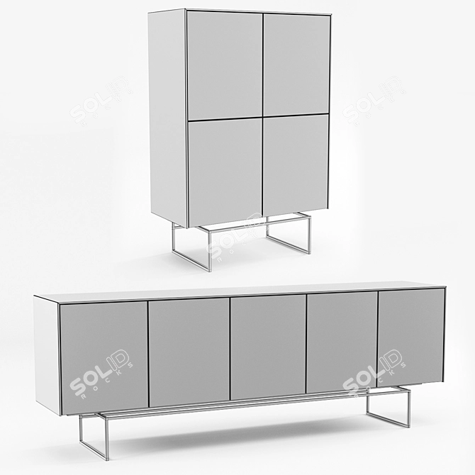 Sleek Magda Sideboards: Italian Elegance 3D model image 3