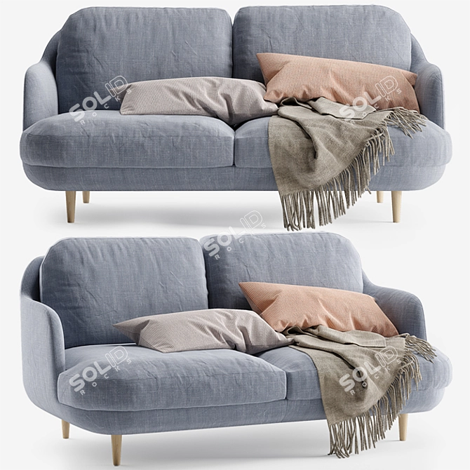 Fritz Hansen Lune 2 Seater Sofa: Sleek Design, Superior Comfort 3D model image 1